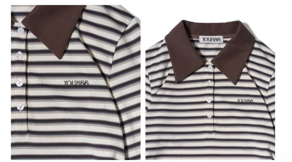 🍓유희(YUHEE)러블리 브라운 스트라이프 카라티 (실착3회) 상품이미지3