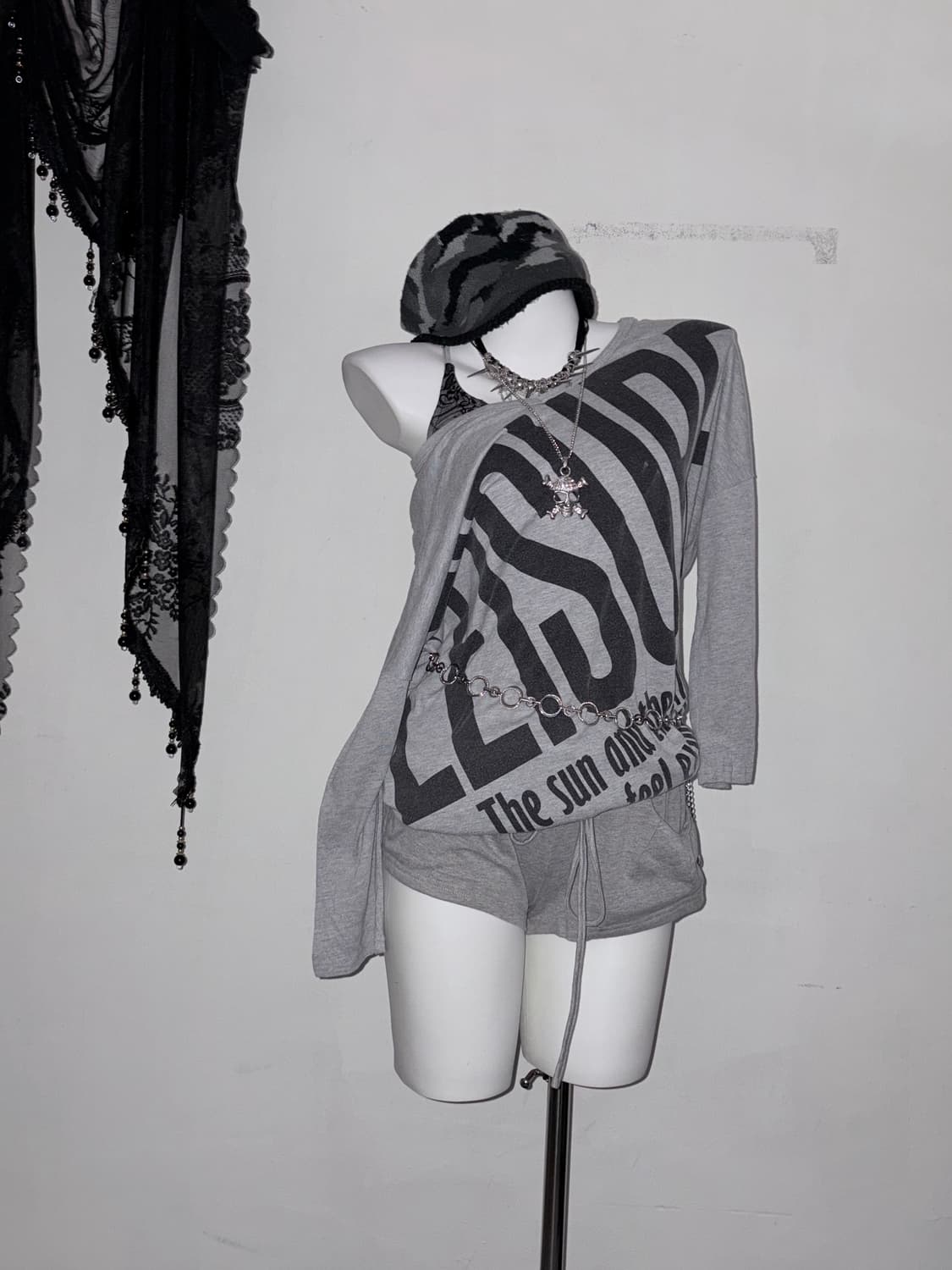 00s 후들핏 무채색 갸루 코디🖤 y2k 시부야 걀 서클 st 상품이미지8