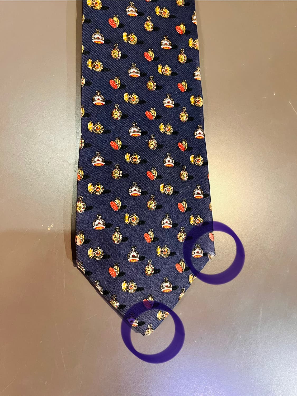 살바토레 페라가모 포켓워치 패턴 실크 넥타이 (이탈리아) 상품이미지5