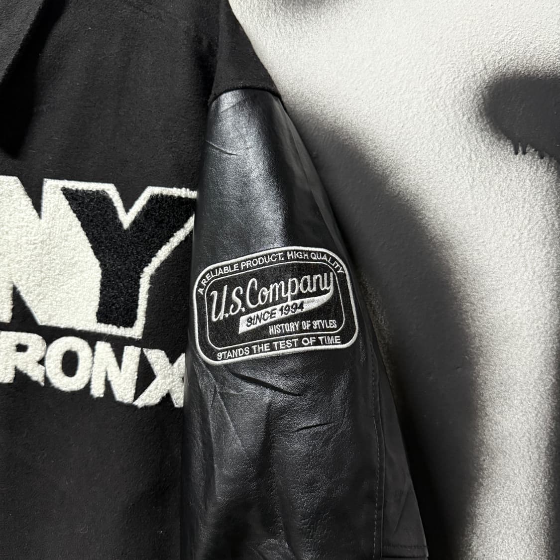 US Company 멀티 패치 디테일 울 혼방 레더암 바시티 자켓 상품이미지4