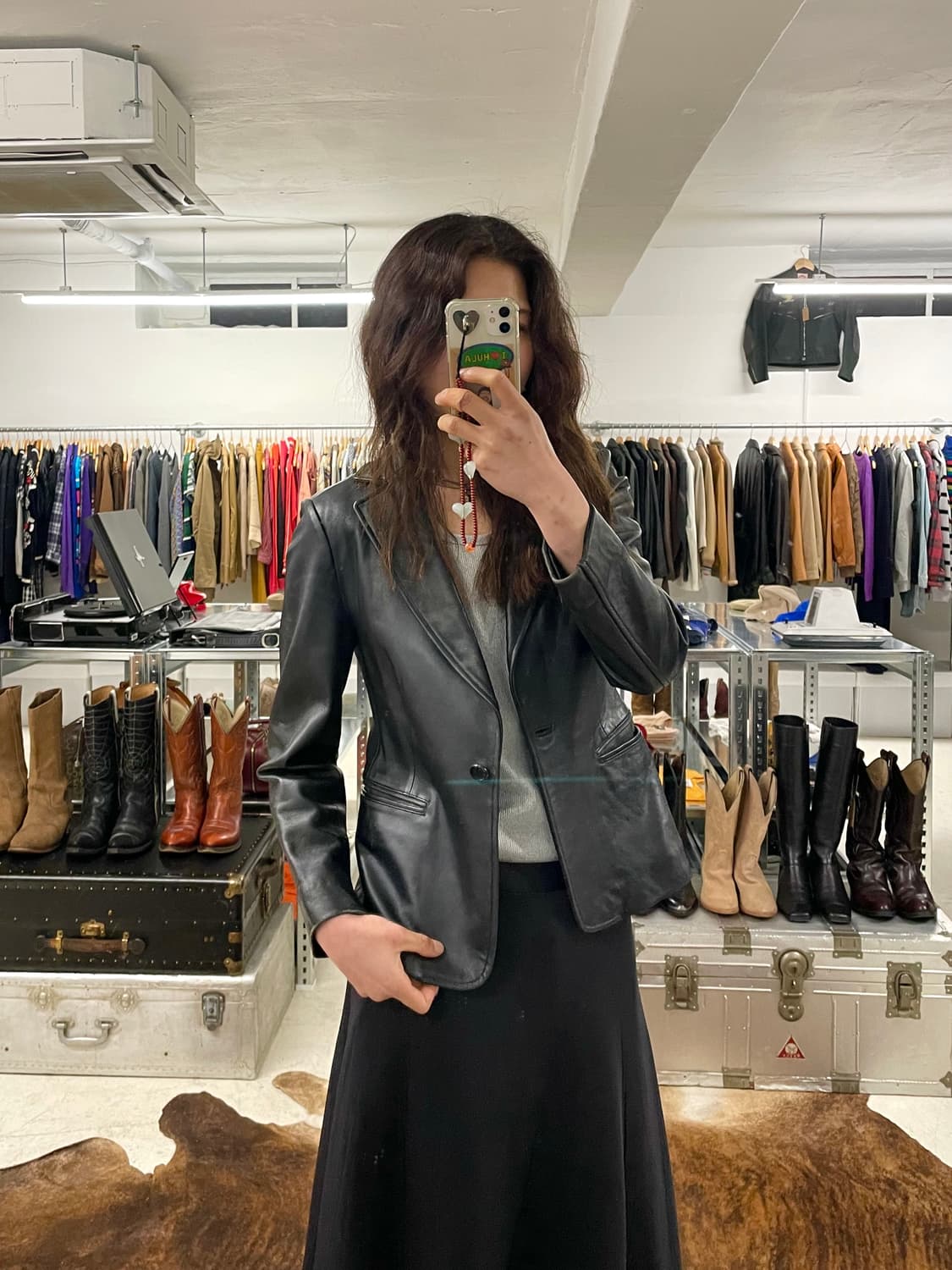 VTG leather blazer jacket 양가죽 레더 마이 자켓 상품이미지1