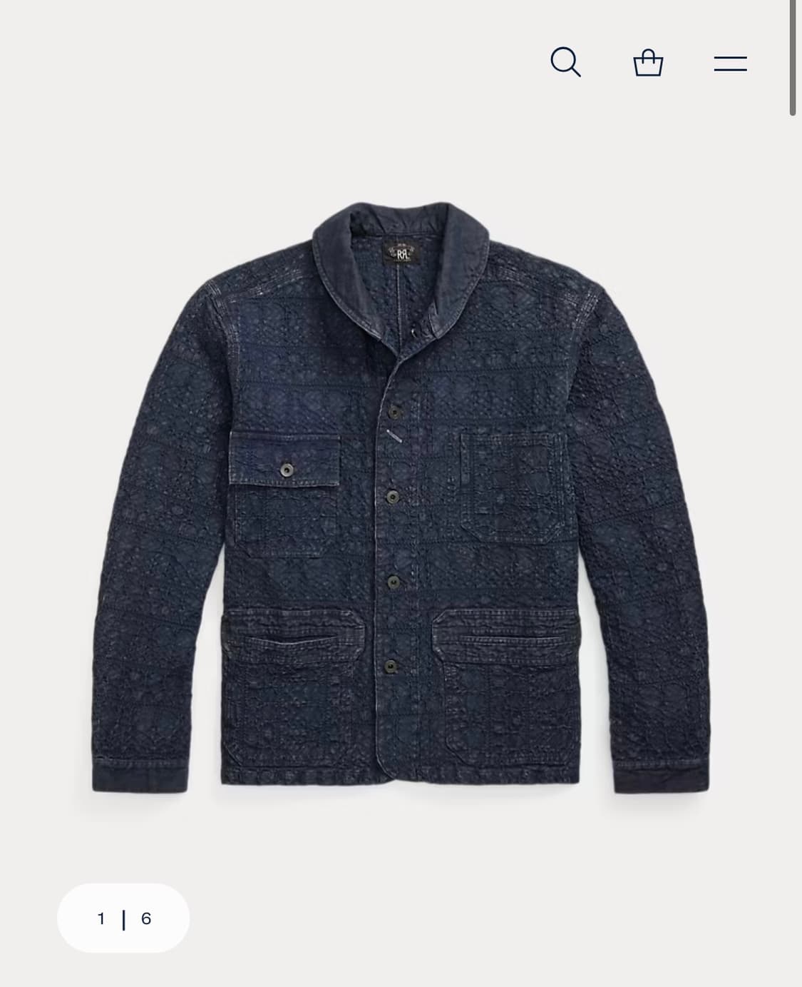 rrl 더블알엘 인디고 자카드 데크 오버셔츠 상품이미지1