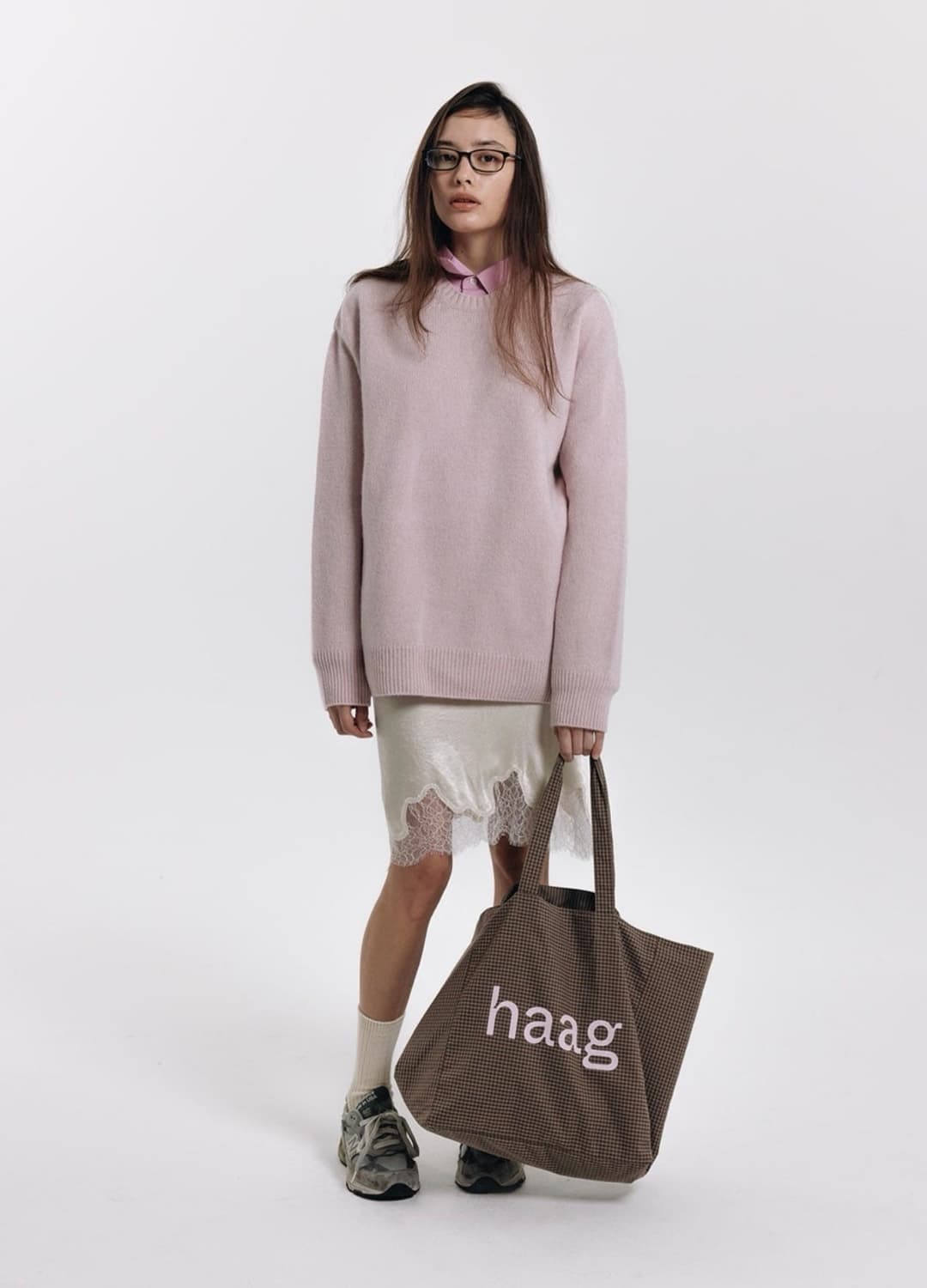 헤이그 체크 에코백 브라운 상품이미지2