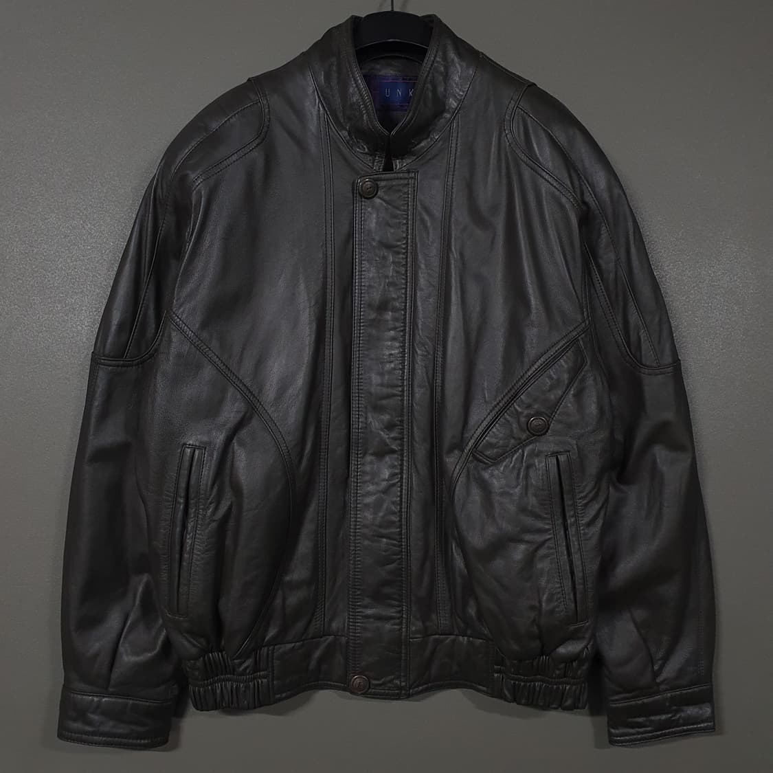 95 (M) HUNKY 고급 양가죽 블루종 램스킨 레더 봄버 블락 자켓 상품이미지1