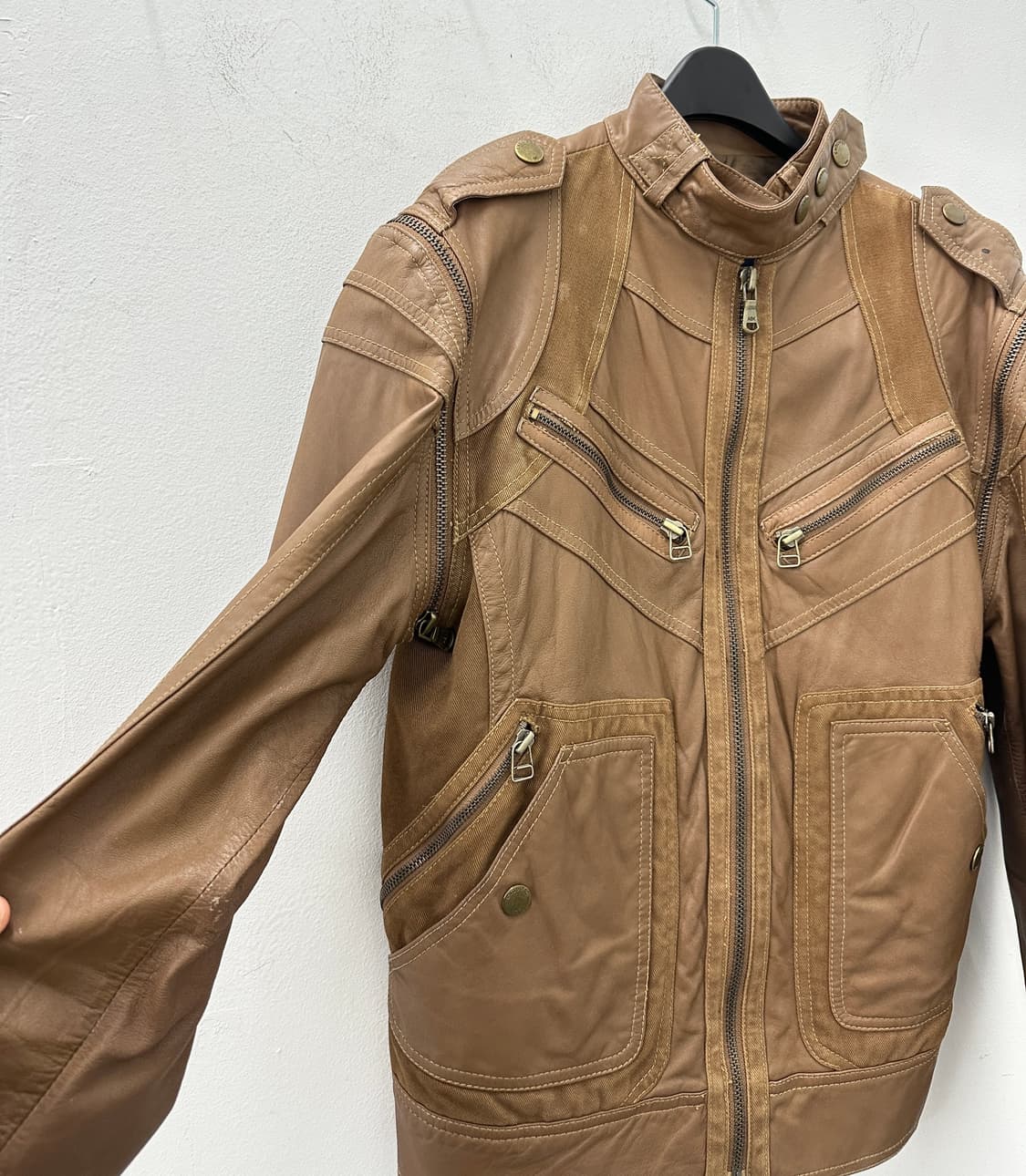 Asymmetric zip detachable sheep leather 상품이미지6