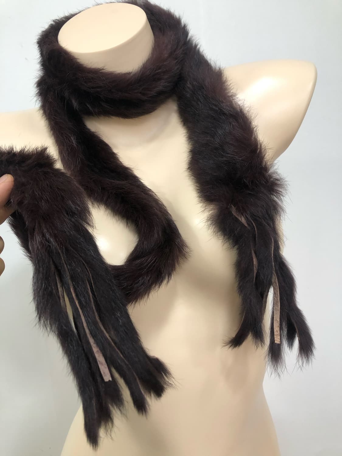 grunge dark brown real fur muffler 상품이미지2