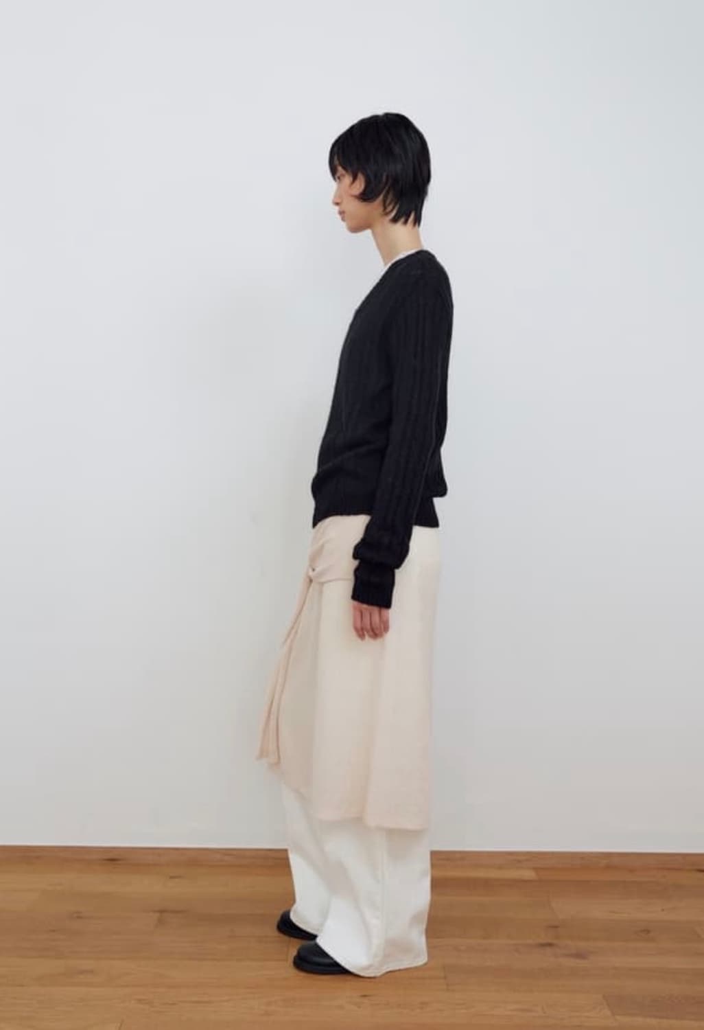 마조네 타이 니트 레이어드 스커트 (크림) 상품이미지3