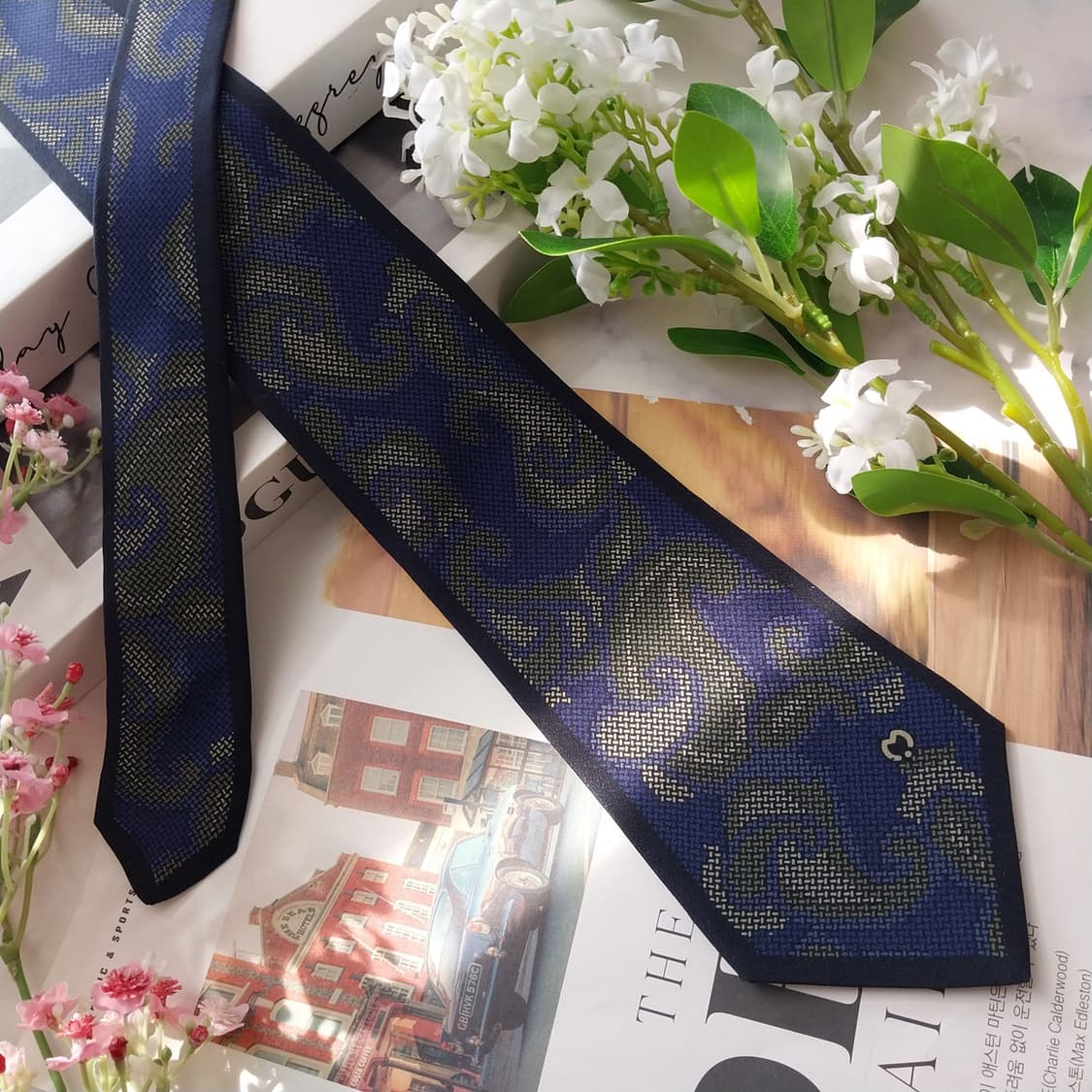 밀라숀 블루 컬러 실크 넥타이 A+등급 K2184 상품이미지2