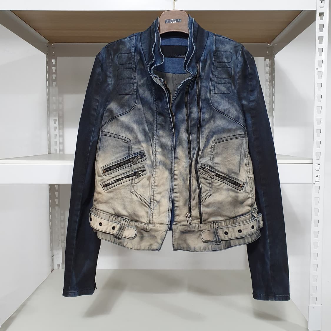 Tankus Y2K 비갸루 펑크 emo 그런지 워싱 데님 재킷 상품이미지1