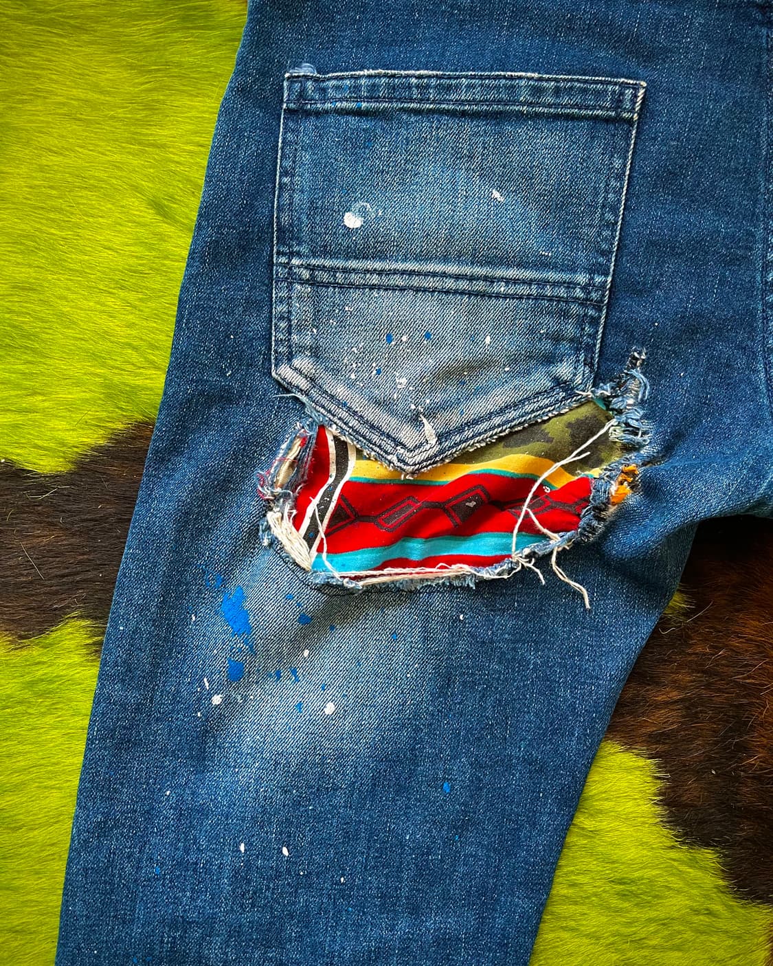 NO ID. Leather Bandana Patch-Work Denim 상품이미지7