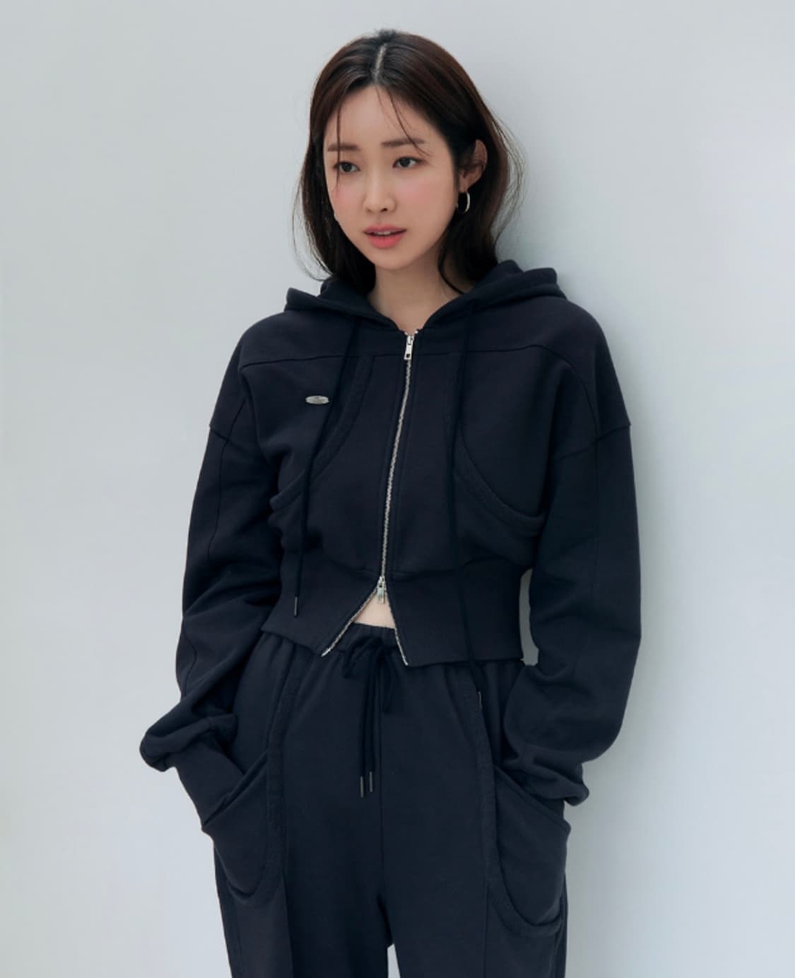 시티브리즈 - 더블포켓후드집업,포켓조거 셋업 (네이비) 상품이미지1