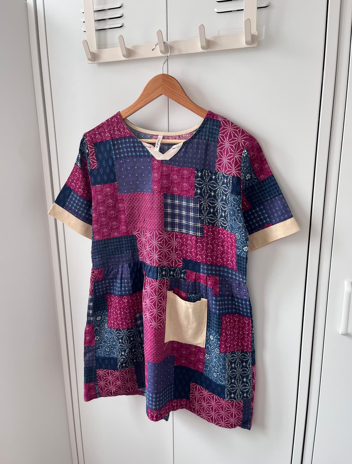 Vintage 패치워크 반팔 하구미 원피스  상품이미지1