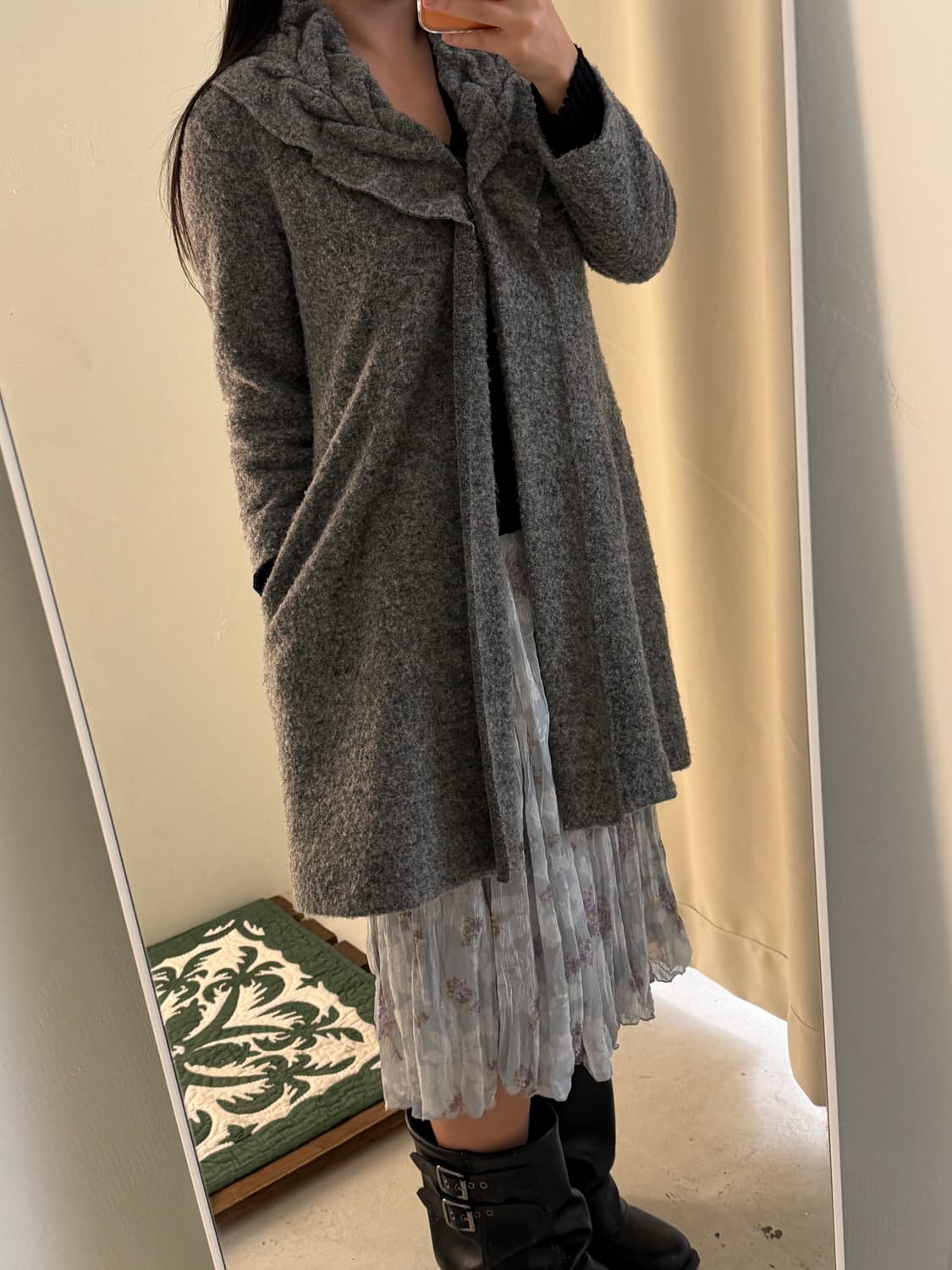 일본빈티지 러플프릴 롱 가디건코트 상품이미지5