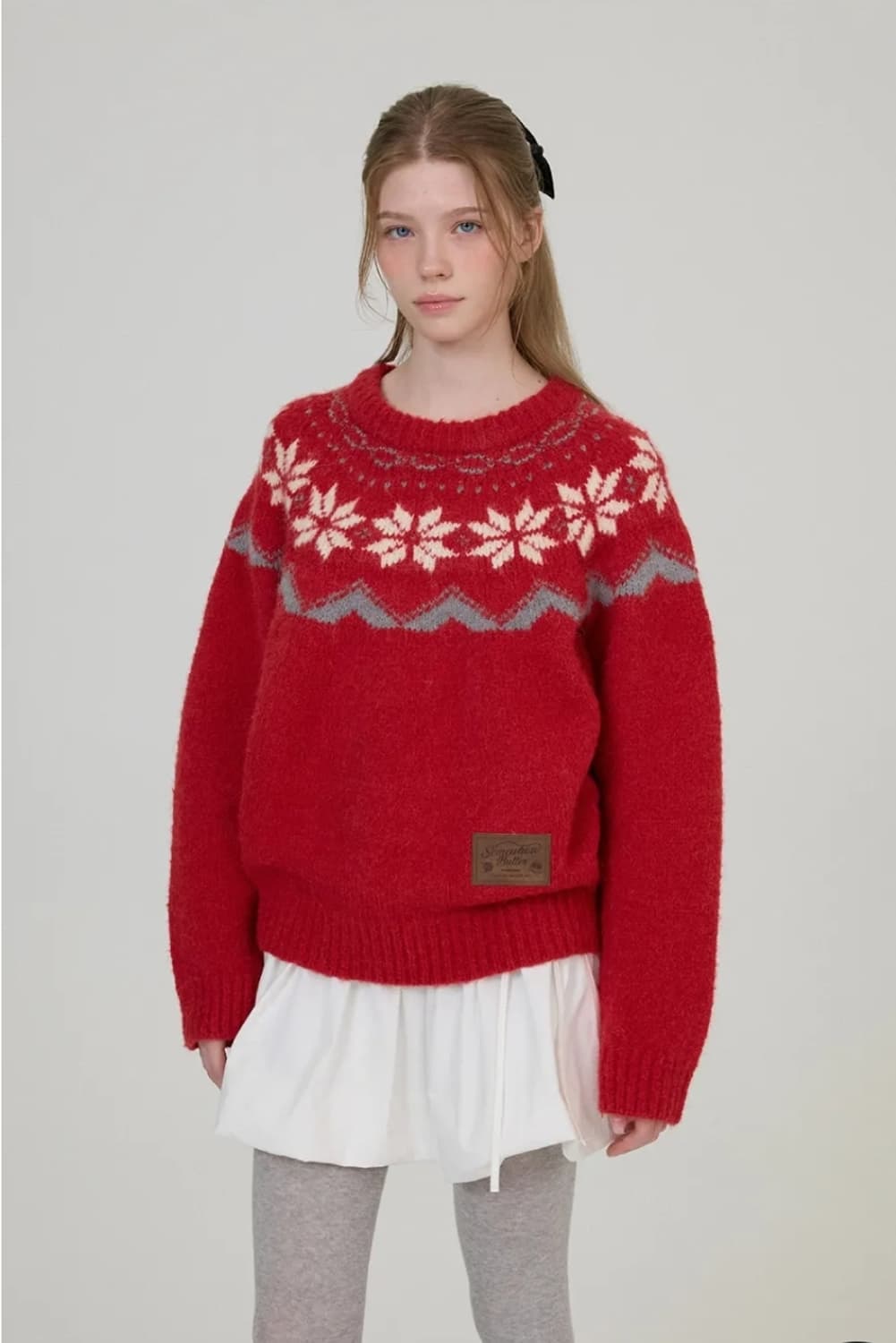 썸웨어버터 알파카 노르딕 니트 (크리스마스 레드 니트) 상품이미지6