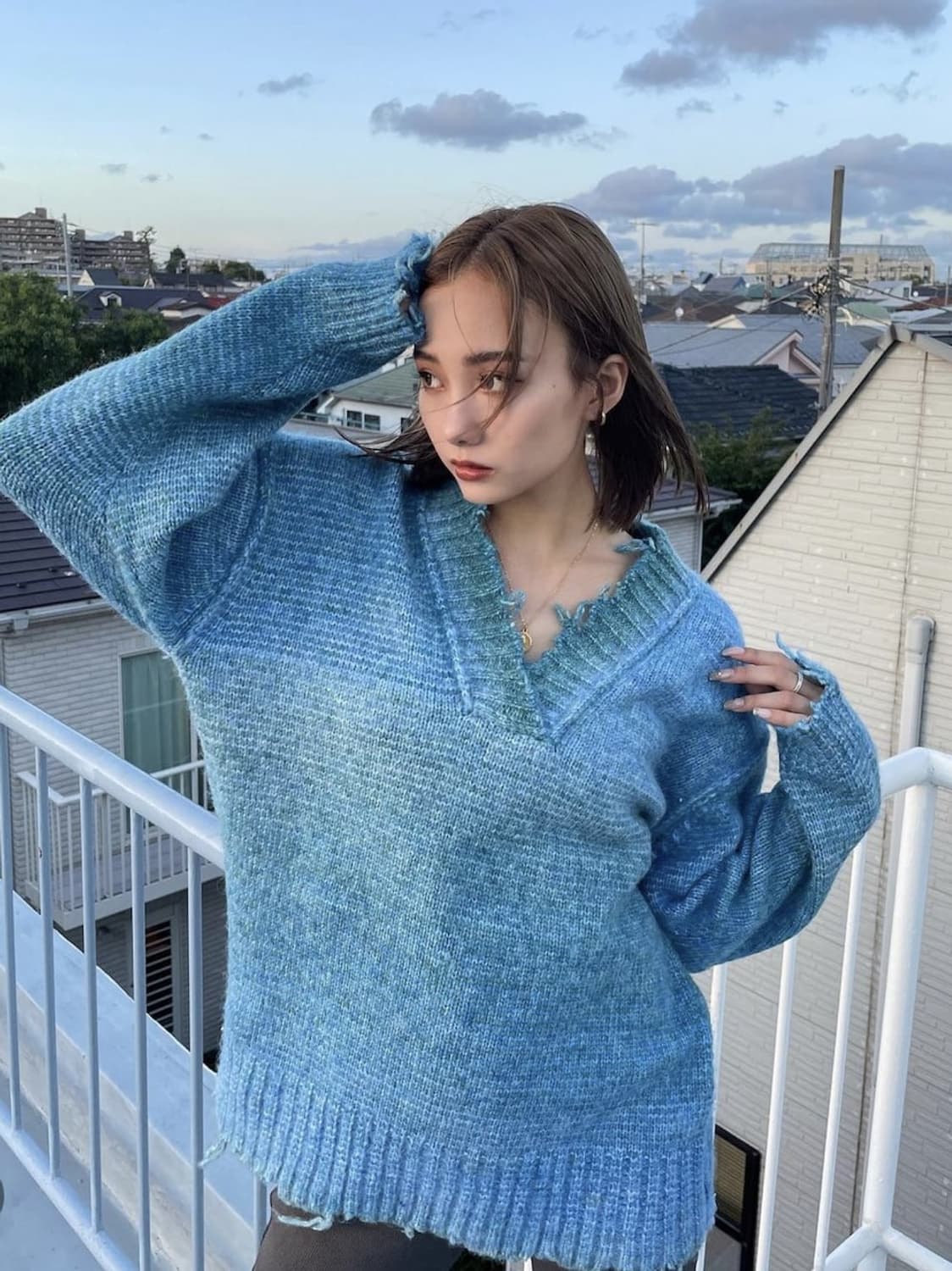 EMODA Over V Neck Crash Knit 상품이미지4