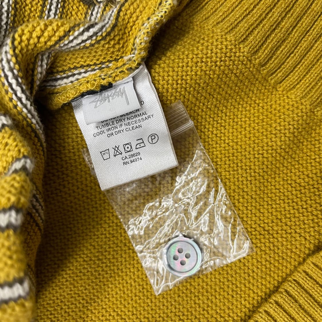 스투시 세로 단가라 옐로우 가디건 M 상품이미지5