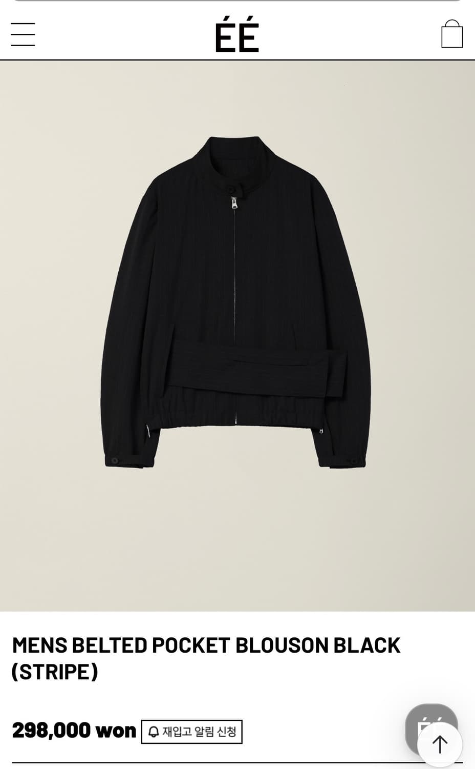 MENS BELTED POCKET BLOUSON BLACK (STRIP 상품이미지1