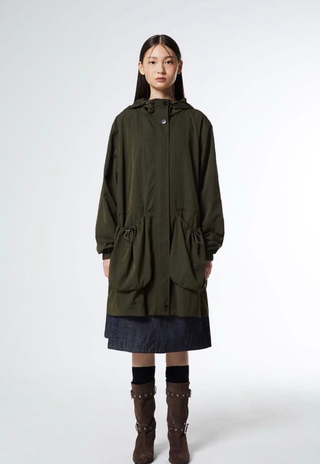 밀로우먼 스트링 포켓 후디 자켓 딥 카키 상품이미지1