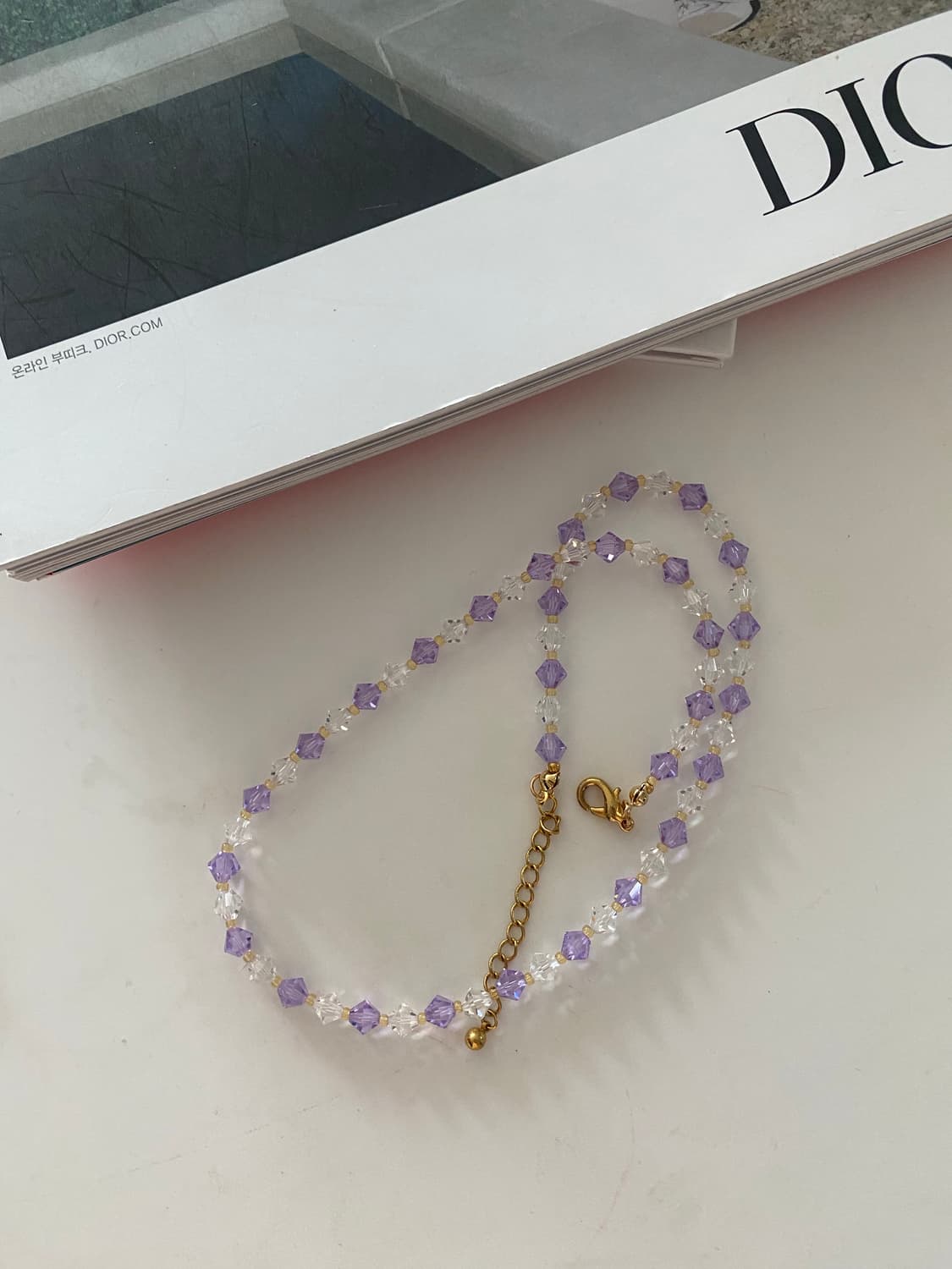크리스탈 보라 투명 비즈 목걸이 상품이미지8
