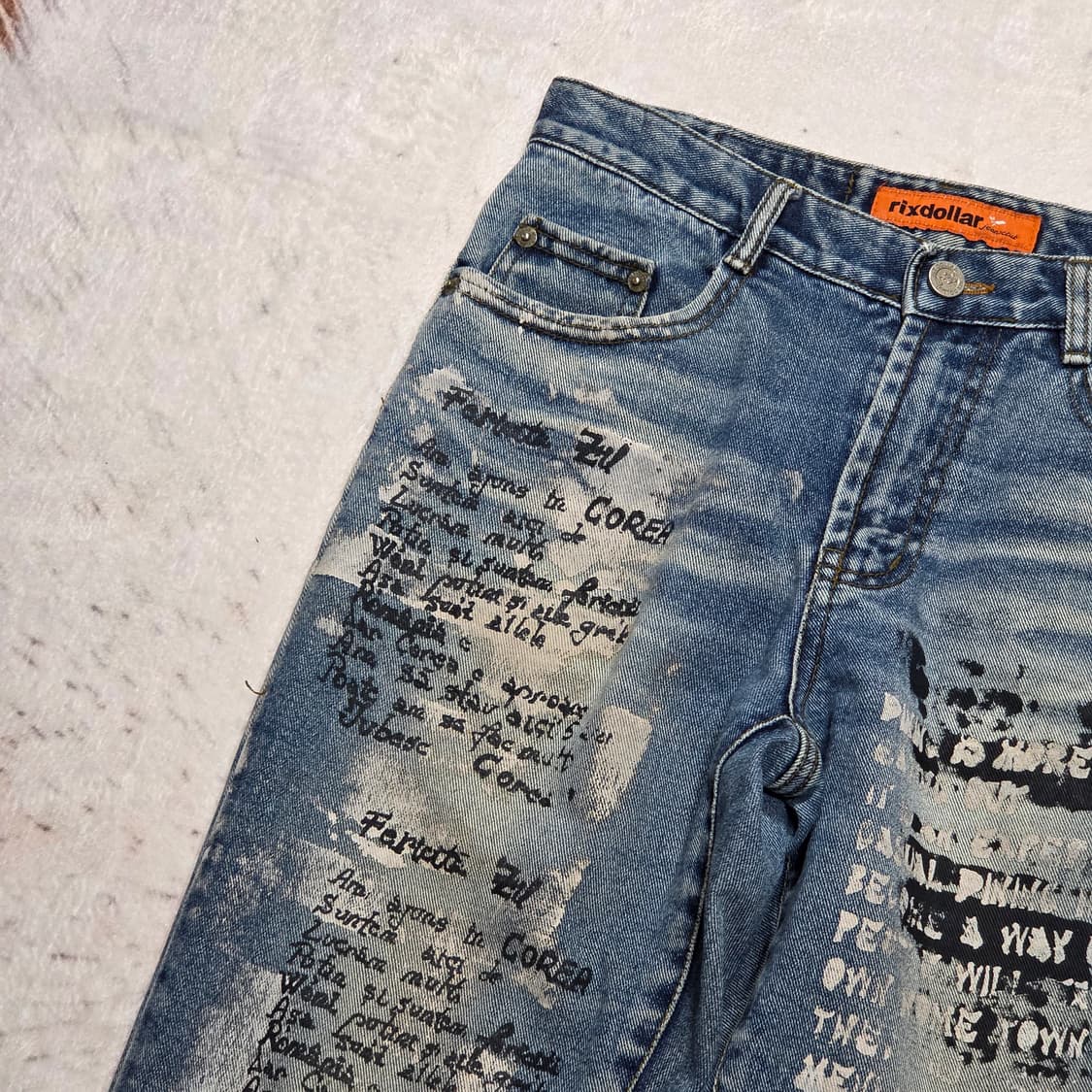 Y2K 펑크 레터링 중청 데님팬츠 상품이미지2