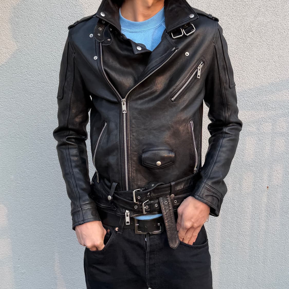 바이커 레더 자켓 상품이미지2