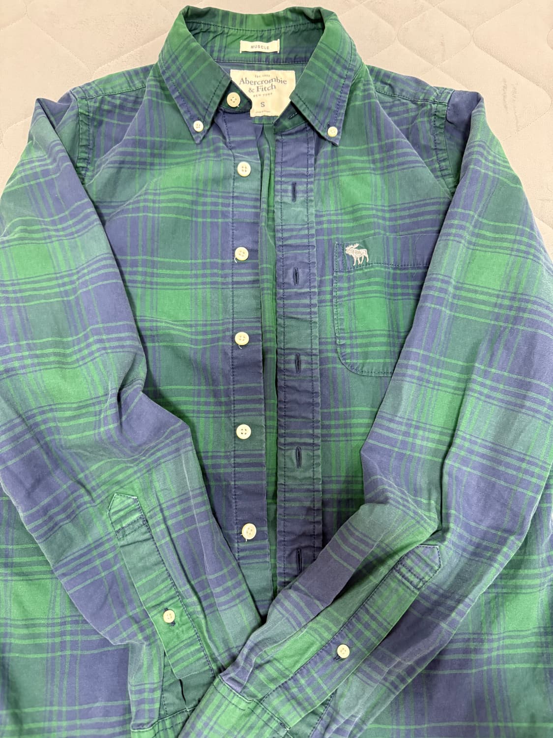 아베크롬비 체크 셔츠 S 그린/블루 구재 상품이미지7