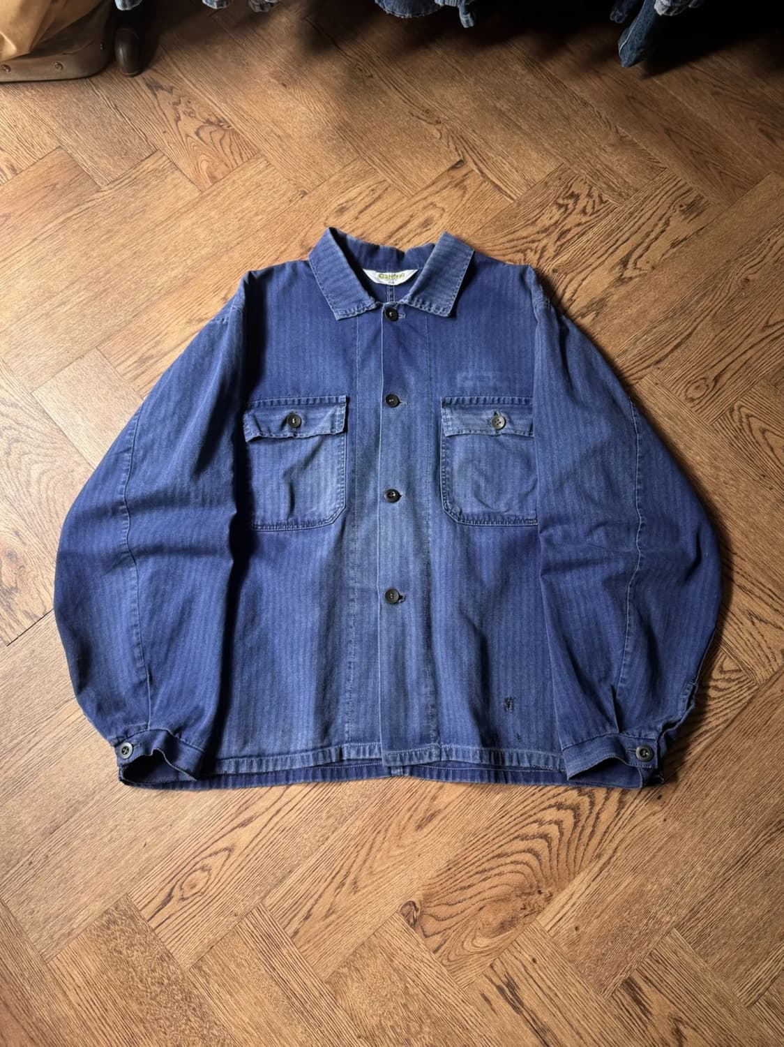 [L]90's 빈티지 페이딩 2포켓 헤링본 프렌치 워크자켓 상품이미지1