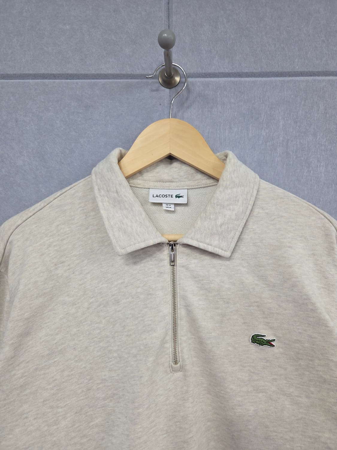 라코스테(LACOSTE) 오트밀 반집업 맨투맨 상품이미지2