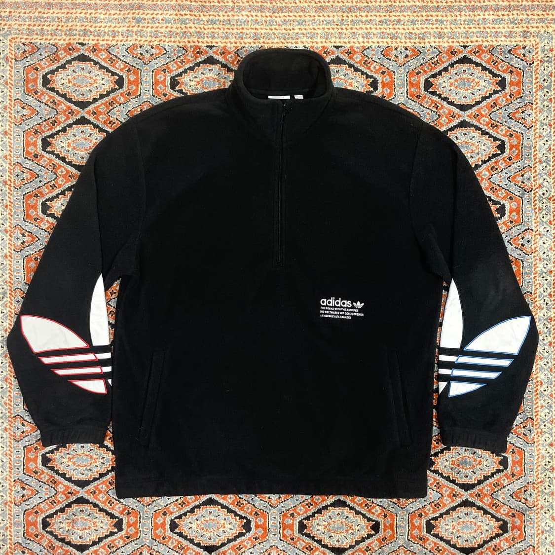 아디다스 오리지날 블랙 반집업 플리스 티셔츠 남성XL 상품이미지1