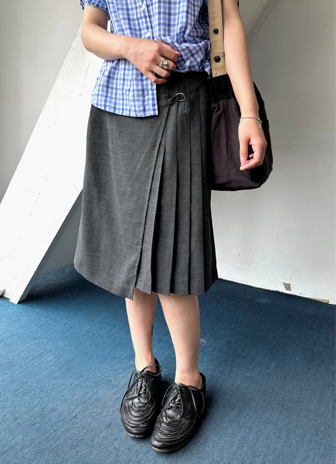 Summer wool poly design mid skirt 상품이미지2