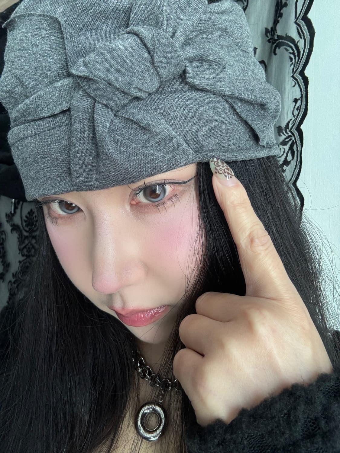 리본 포인트 배색 헤어밴드 상품이미지2