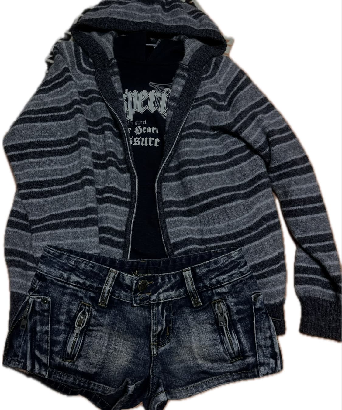 빈티지 숏팬츠 후드 집업 팝 펑키 상품이미지1