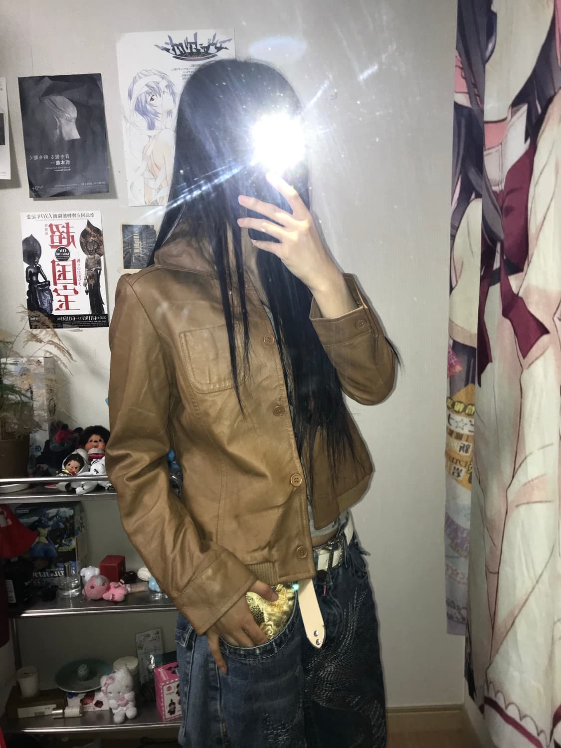 Biemme 브라운 카라 버튼 레더자켓 상품이미지2