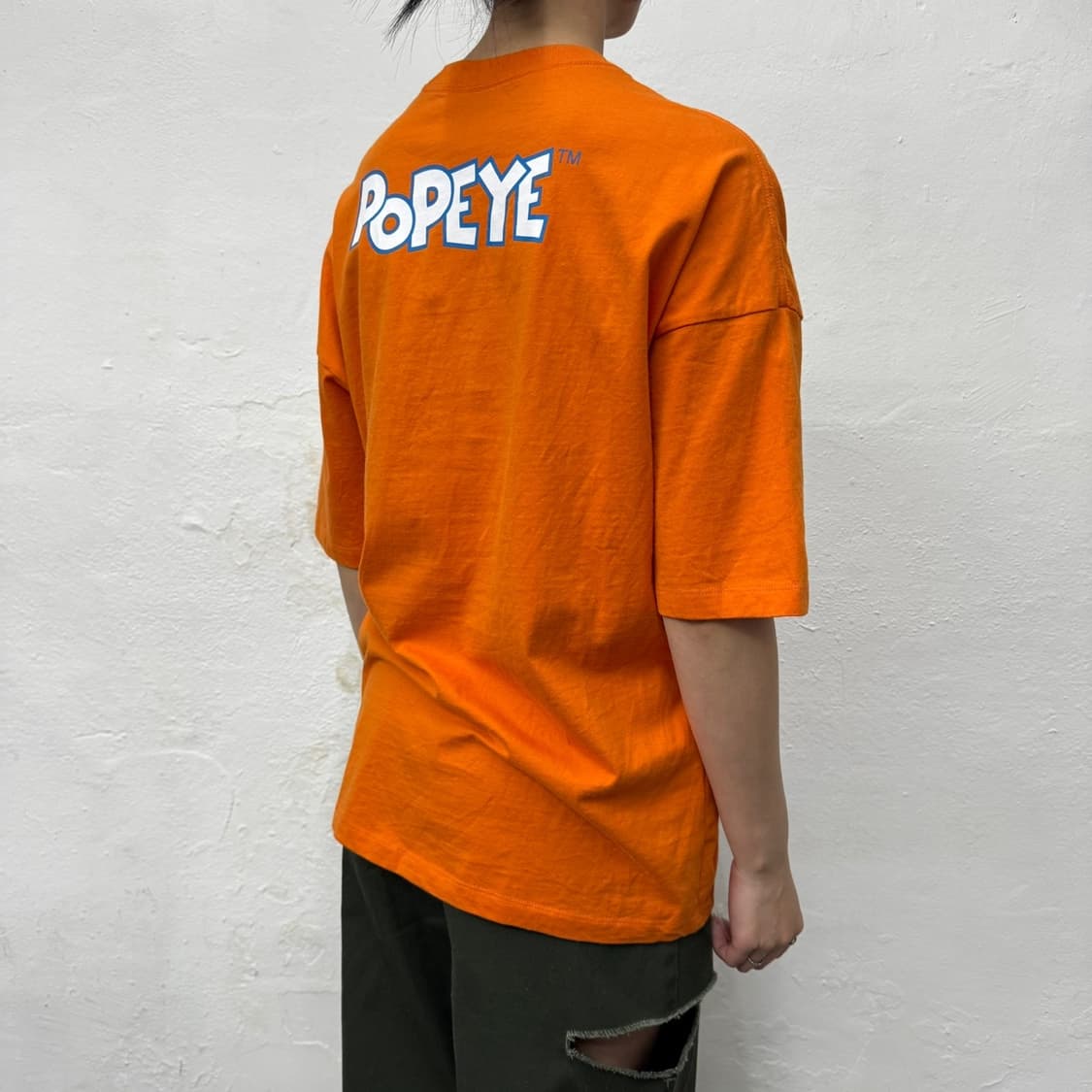 GAP x POPEYE 오렌지컬러 양면 나염 프린트 코튼 크루넥 반팔 상품이미지2
