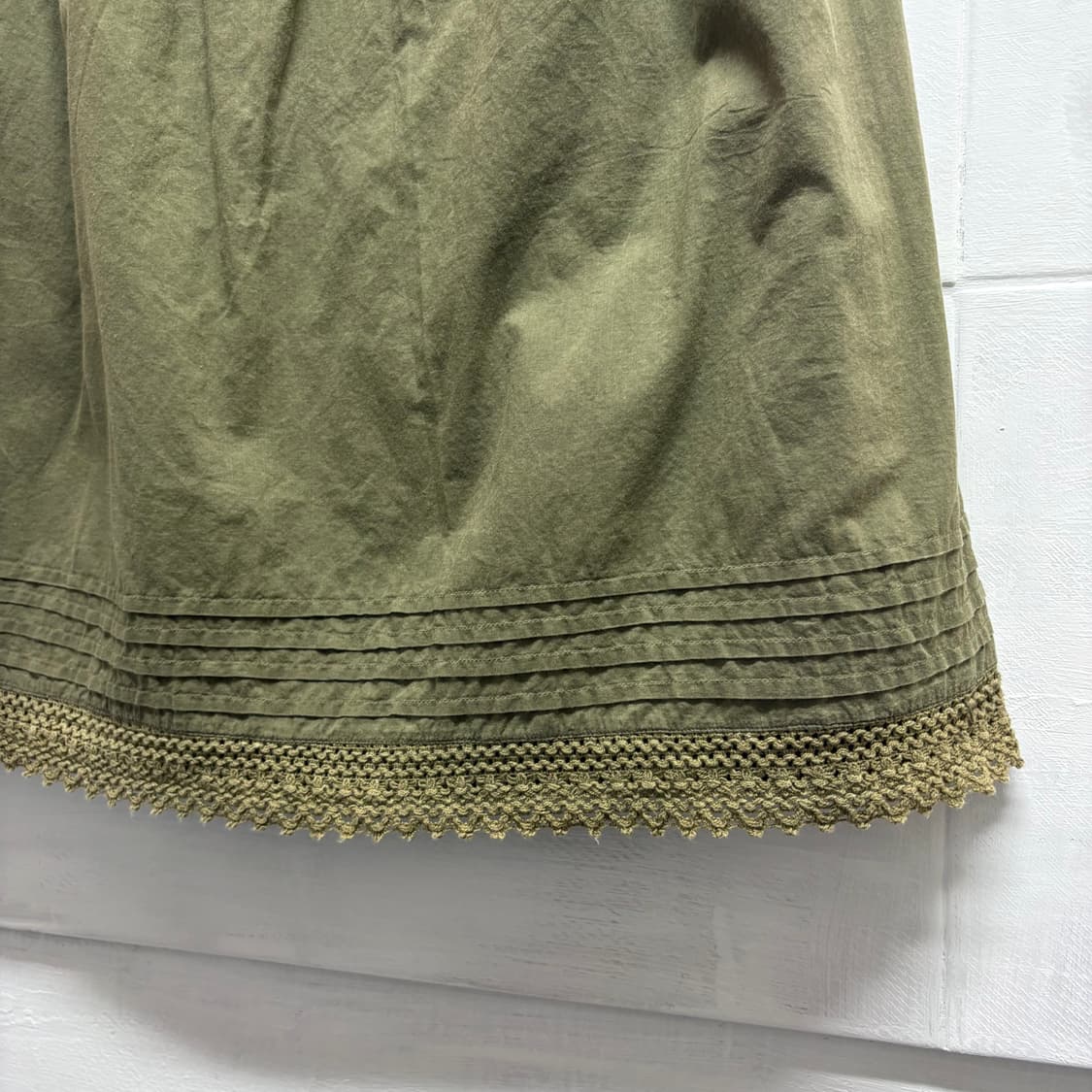 카키 캉캉 레이스 모리걸 코튼 미디 스커트 JPN 상품이미지3