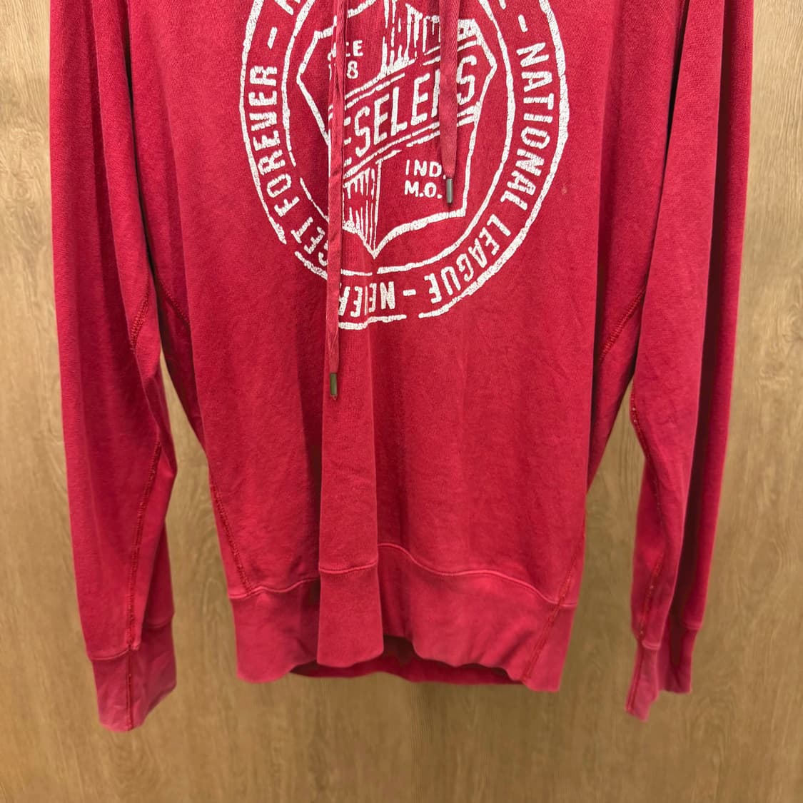 디젤 후드 스웨트 셔츠 빈티지 로고 워싱 프린트 디테일 레드 상품이미지5