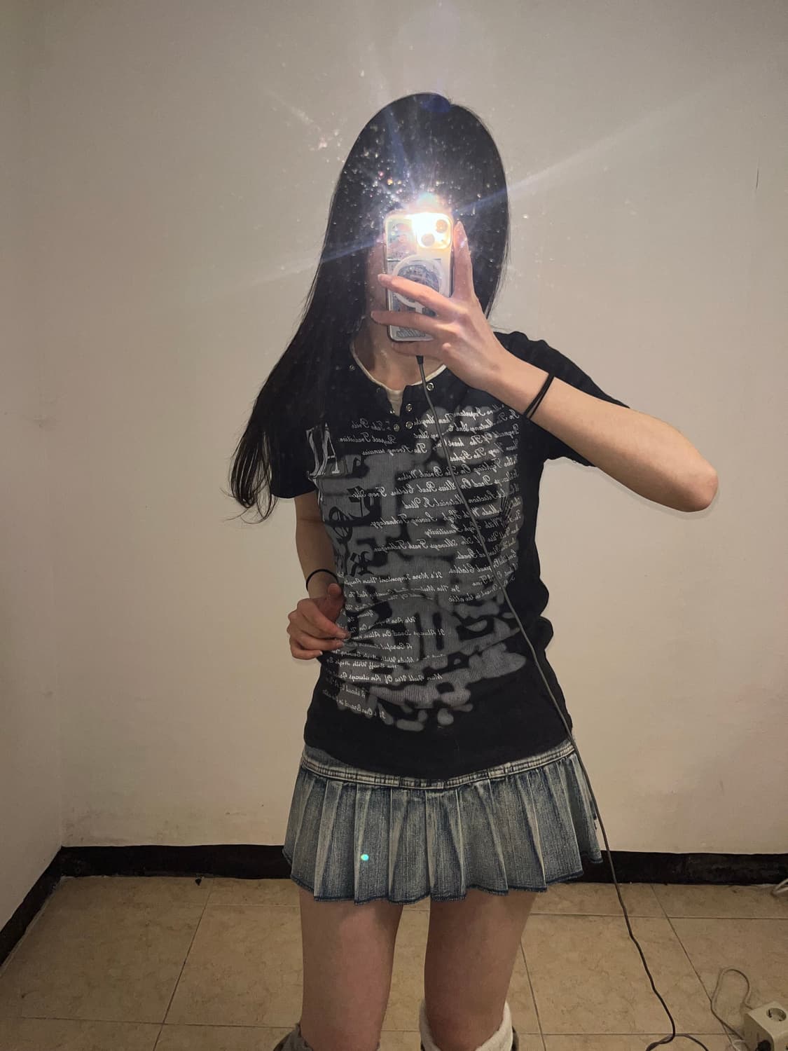 고딕 레터링 프린팅 레이어드 티셔츠 상품이미지4