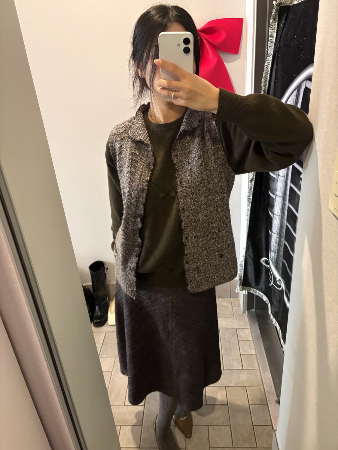 브라운 프릴포인트 니트 베스트 상품이미지1