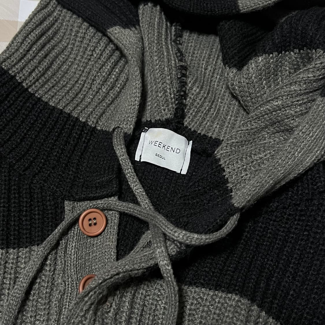 위켄드 니트 후드티 F 니트 후드 단가라 줄무늬 보세 구제 상품이미지2