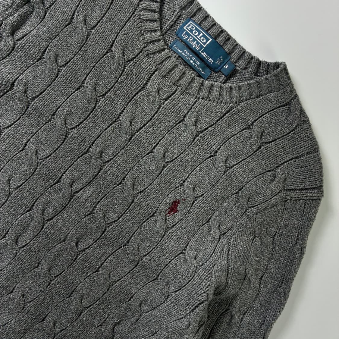 Polo  폴로 랄프로렌 자수 코튼 다크그레이 꽈배기 니트  상품이미지3