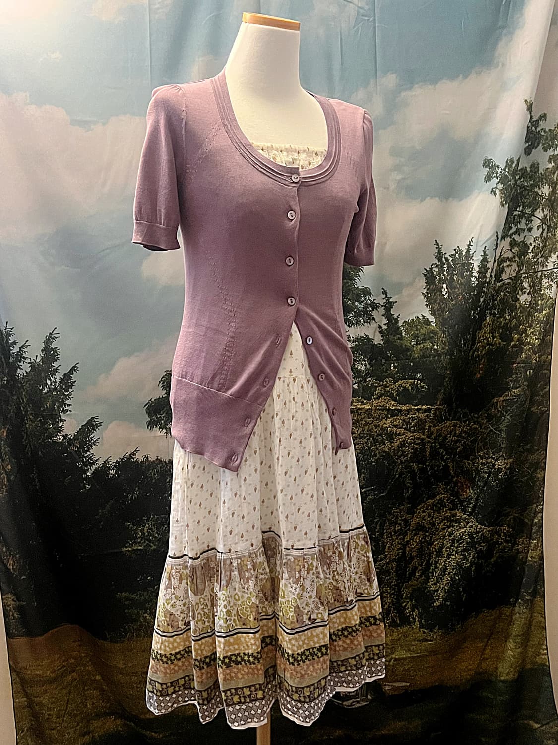 Slim fit round lavender cardigan, fine f 상품이미지2