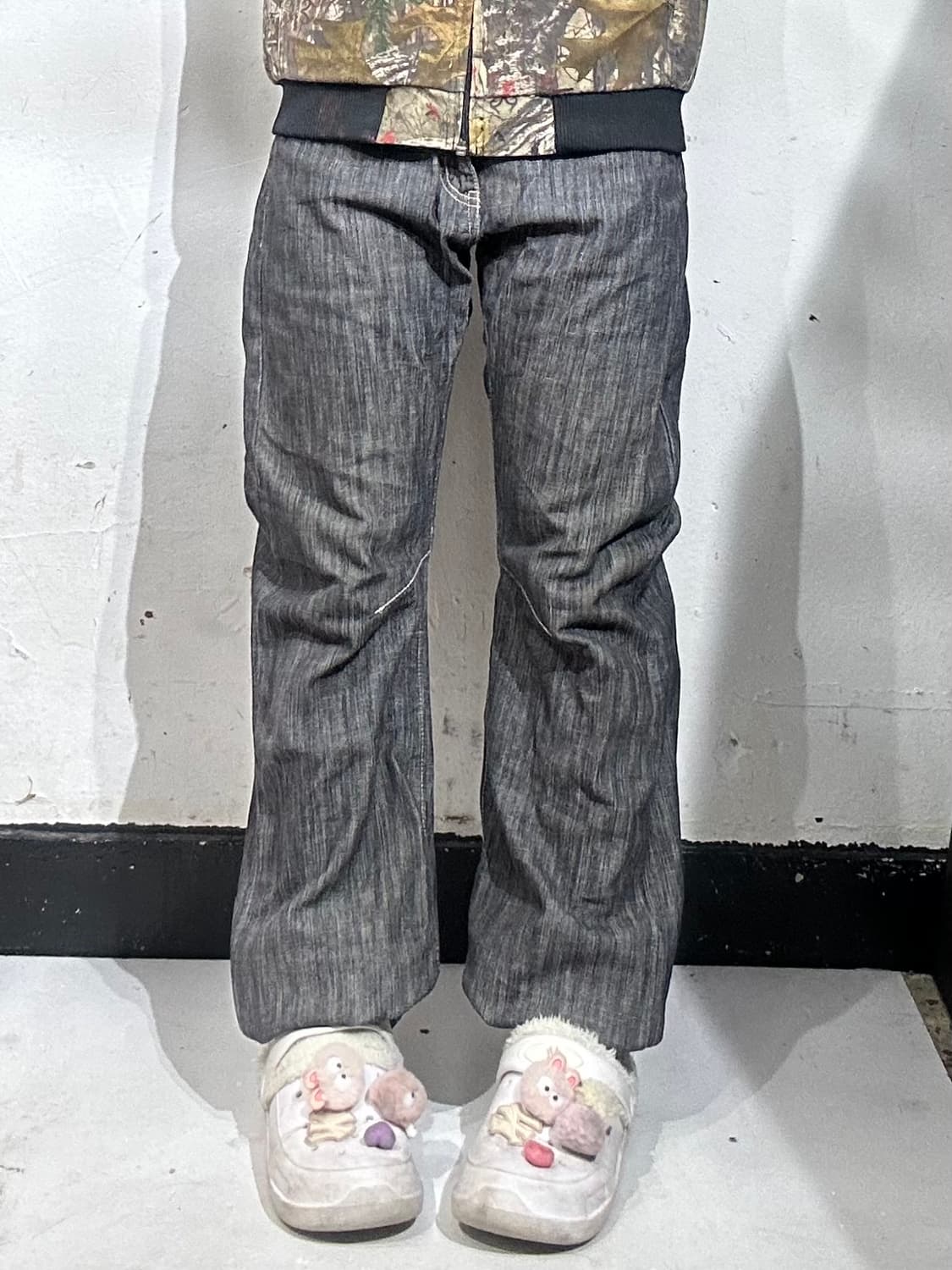 일본 빈티지 흑청 오리엔탈 와이드 데님 팬츠 청바지  상품이미지3