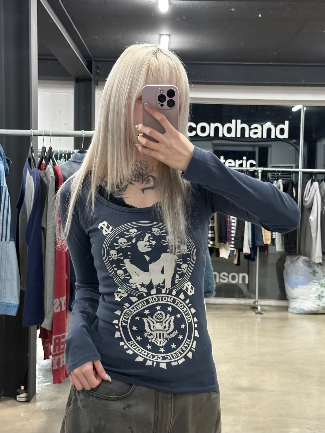 히스테릭 글래머 스컬 프린팅 롱슬리브 상품이미지2