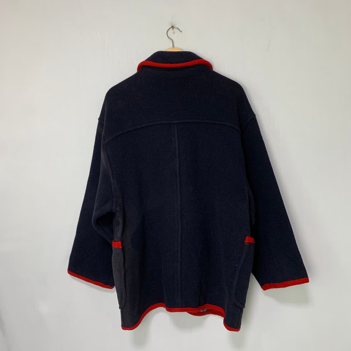 버버리 빈티지 네이비 버튼 울 코트 레드 포인트 상품이미지8