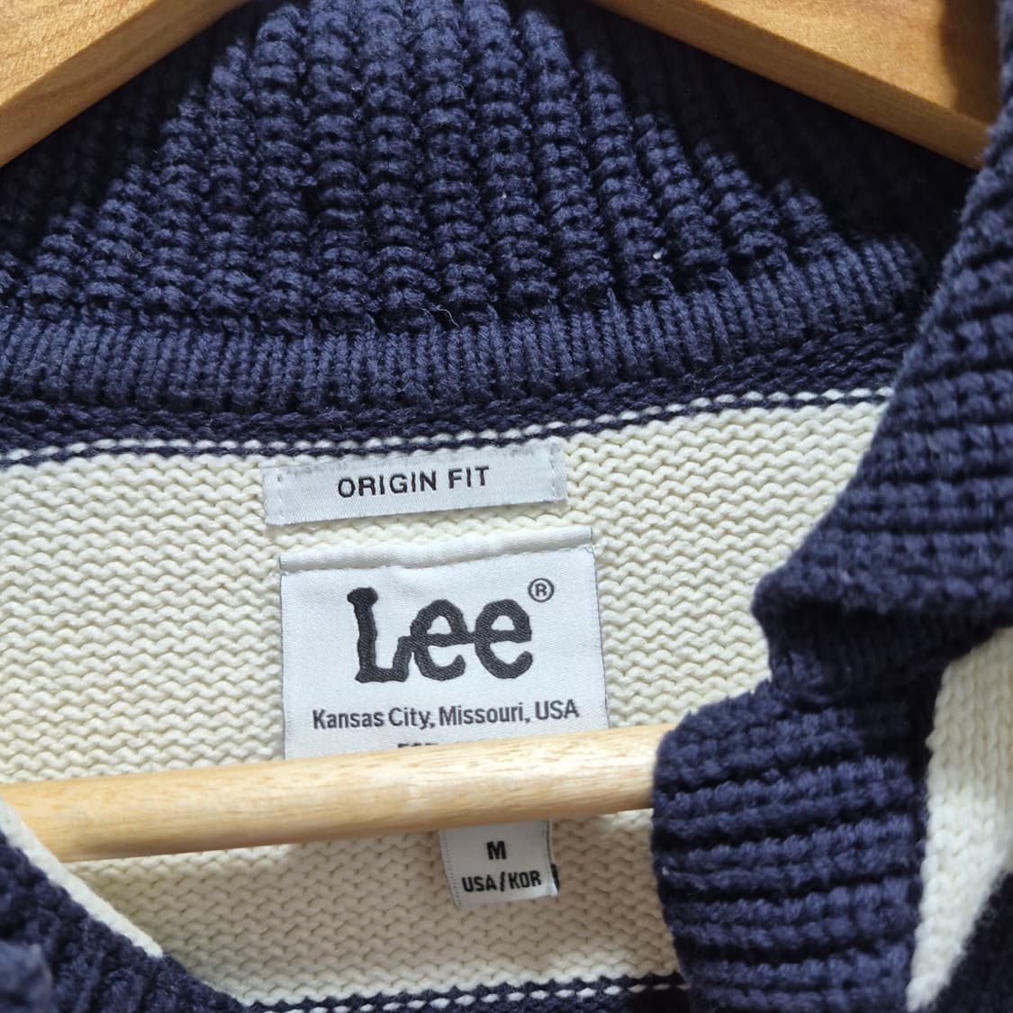 (M) LEE 리 오픈 카라 볼드 스트라이프 니트 상품이미지3
