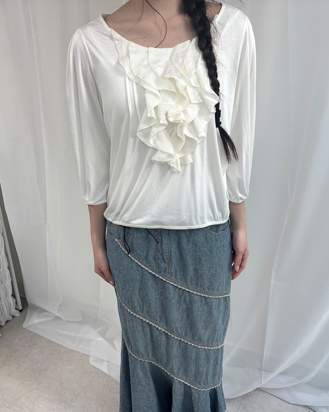 UNTITLED more ruffle 3/4 creamy t shirts 상품이미지8