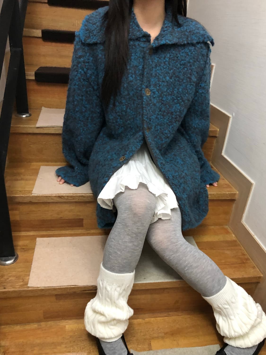 빈티지 블루 니트 롱 가디건 상품이미지3