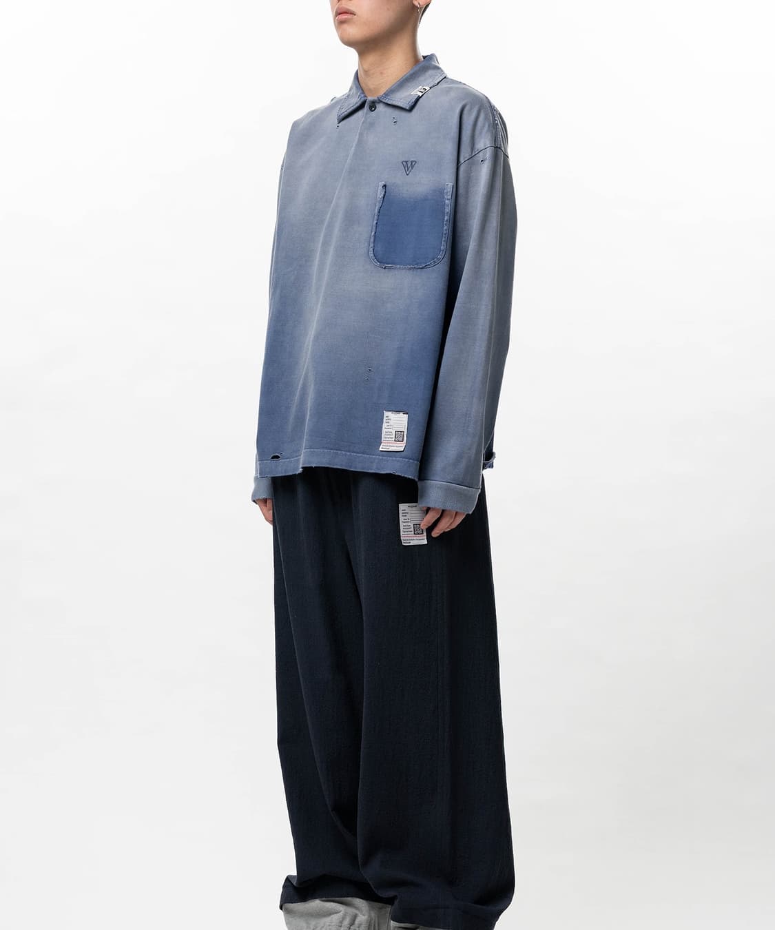 [48,50,52]미하라야스히로 26ss 선 페이드 폴로 티셔츠/블루 상품이미지3