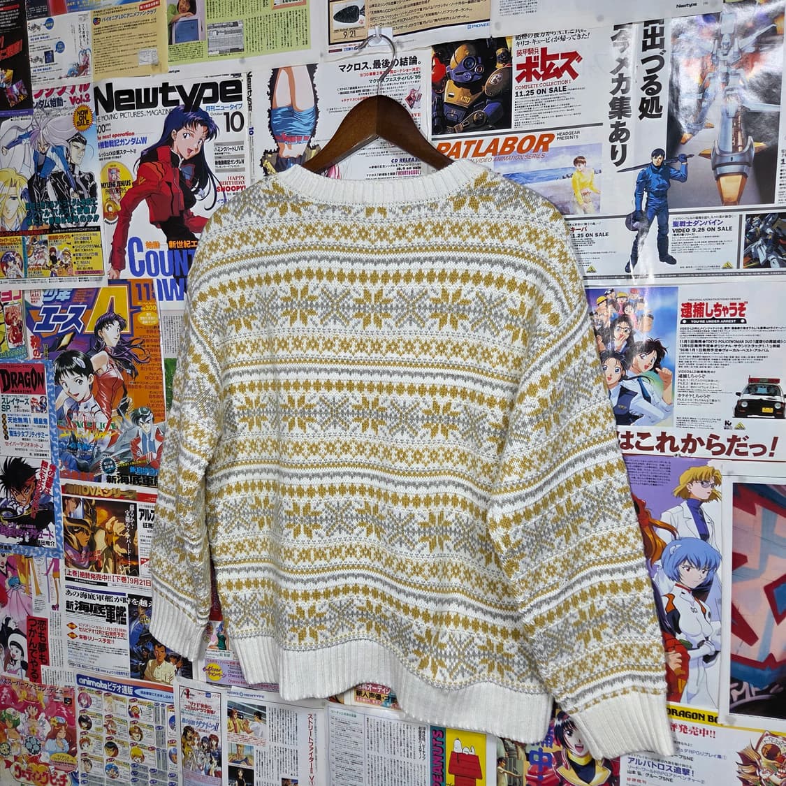 JPN 지유 옐로우 화이드 노르딕 패턴 니트 상품이미지5