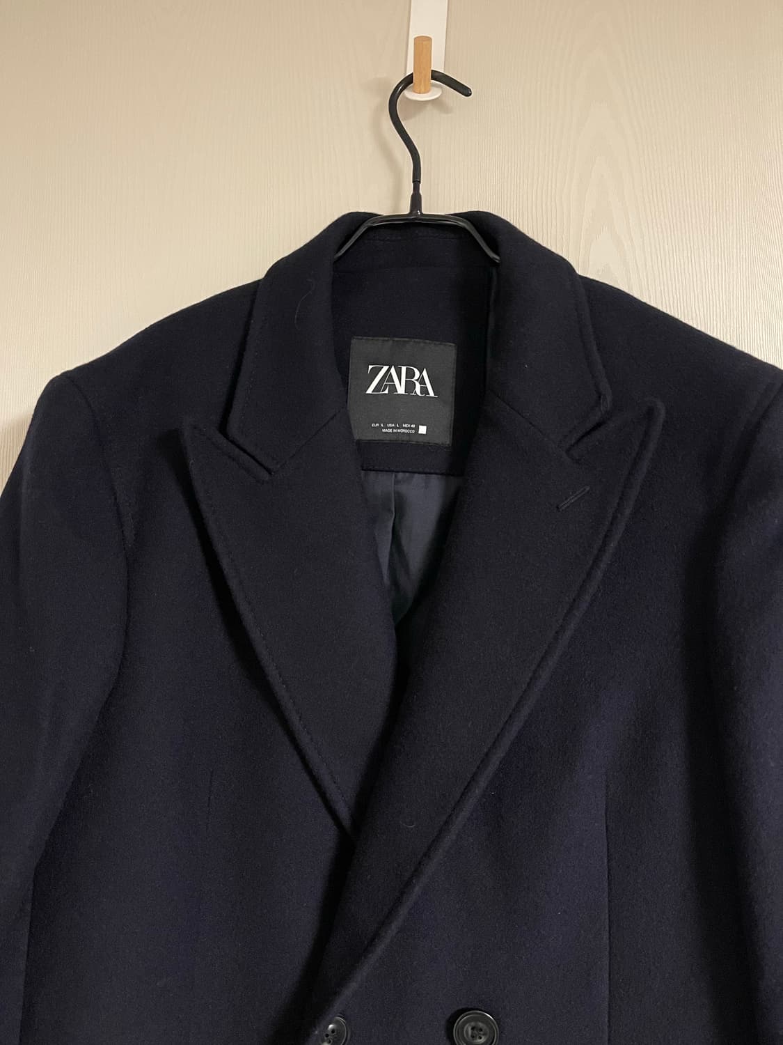 자라 더블 브레스트 울 블랜드 코트 블레이저 네이비 L 상품이미지3